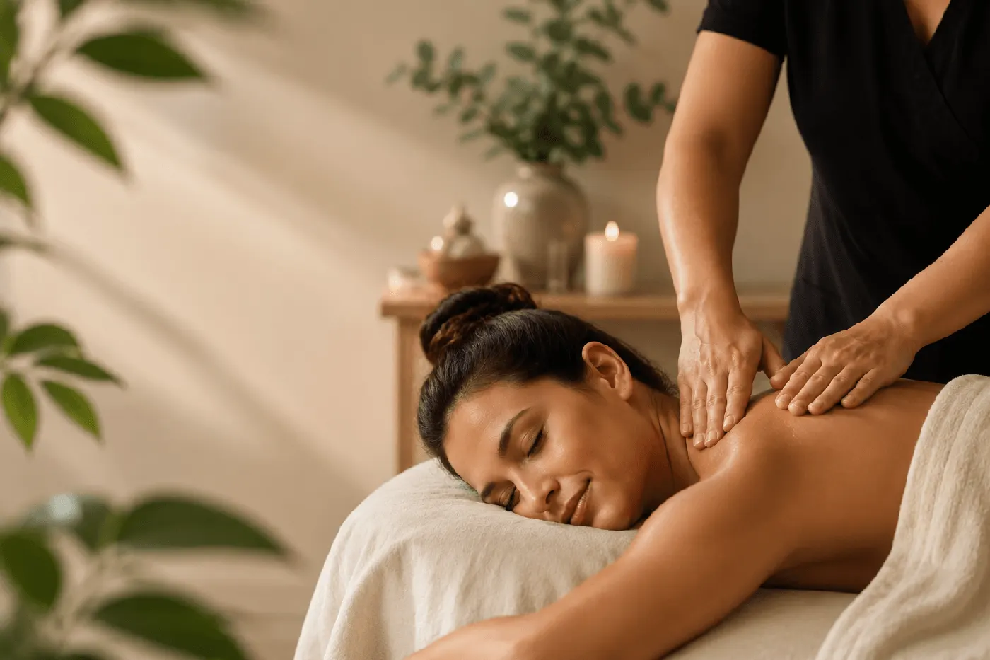 Guest relaxing during a massage
