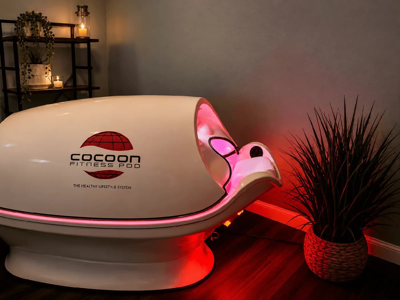 Full spectrum sauna and cold plunge tub in a treatment room