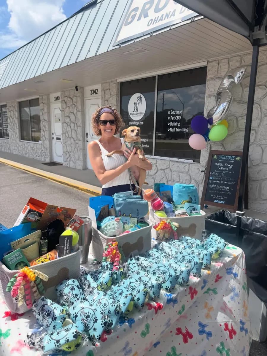 Keri at a community event outside the spa