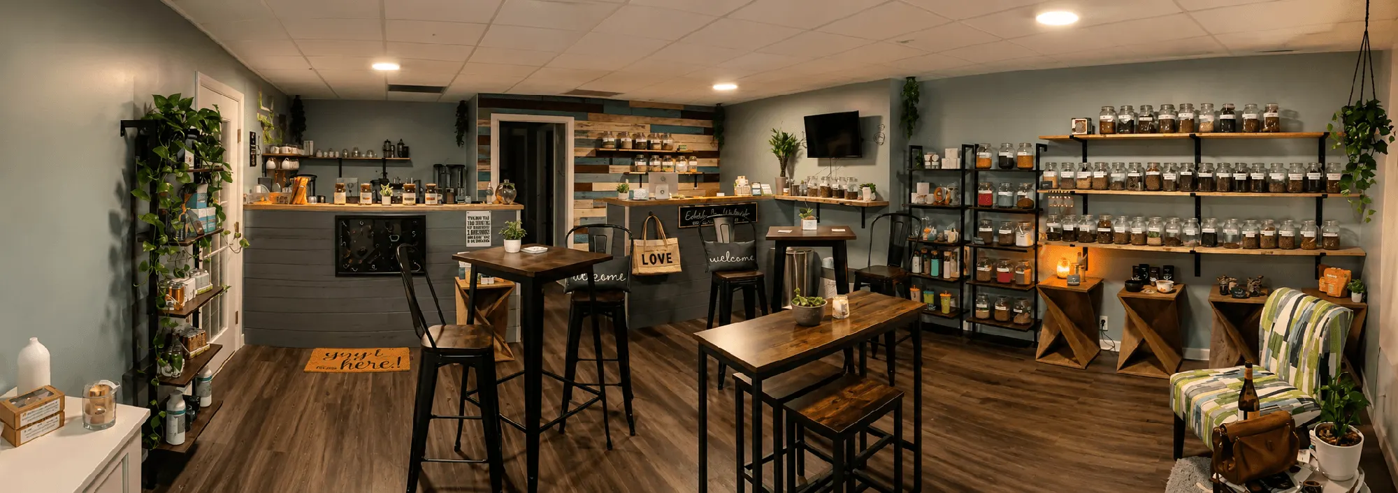 Wide view of the tea room