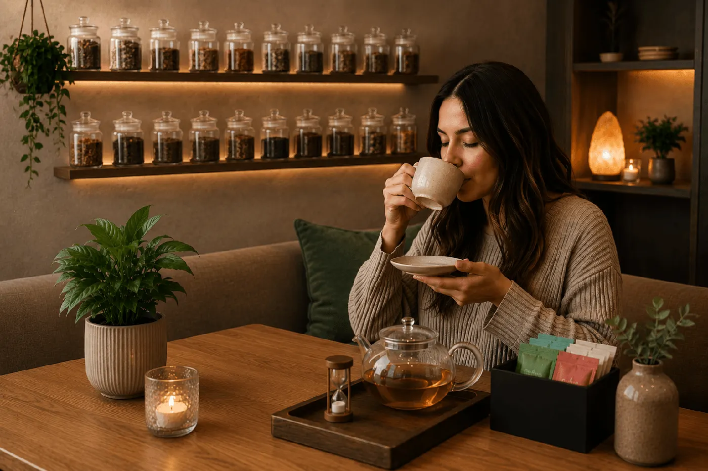 Cup of tea in the Exhale tea room